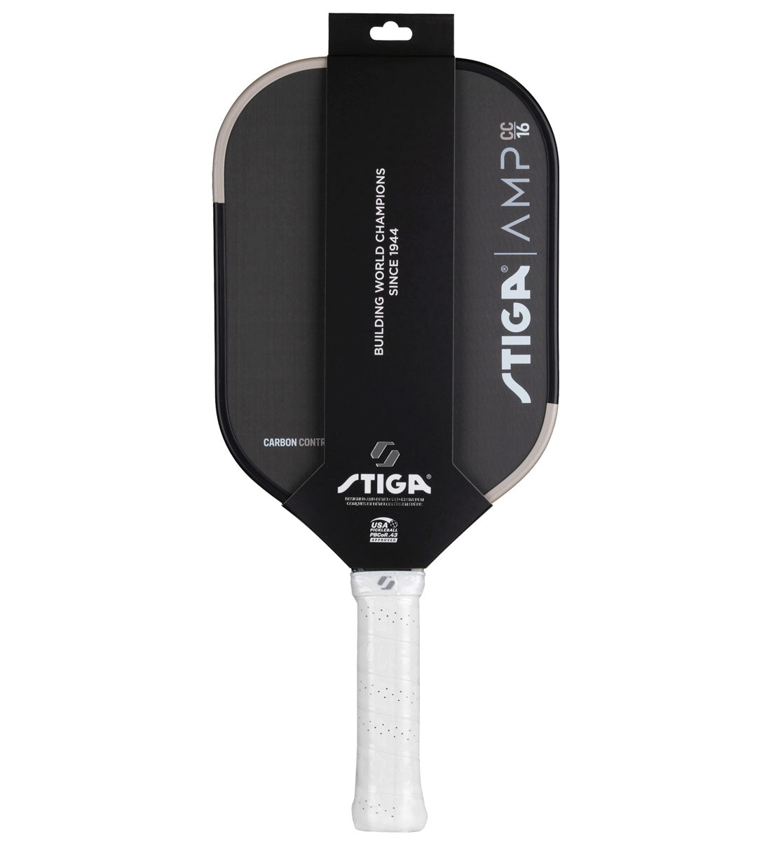 Stiga AMP 16 Elongated Carbon Control Pickleball Paddle - package