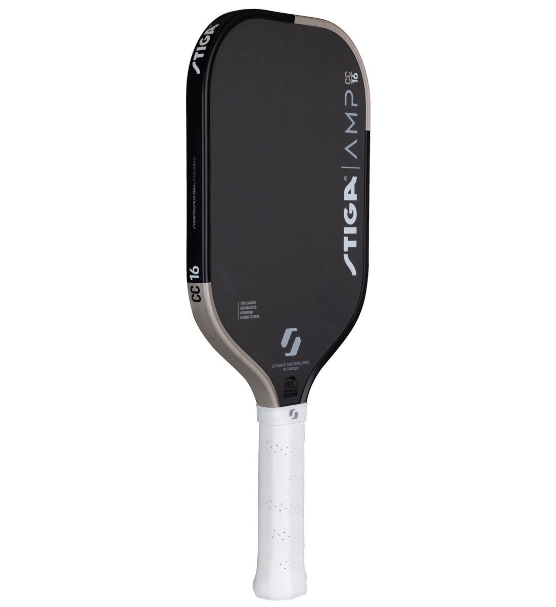 Stiga AMP 16 Elongated Carbon Control Pickleball Paddle - side back