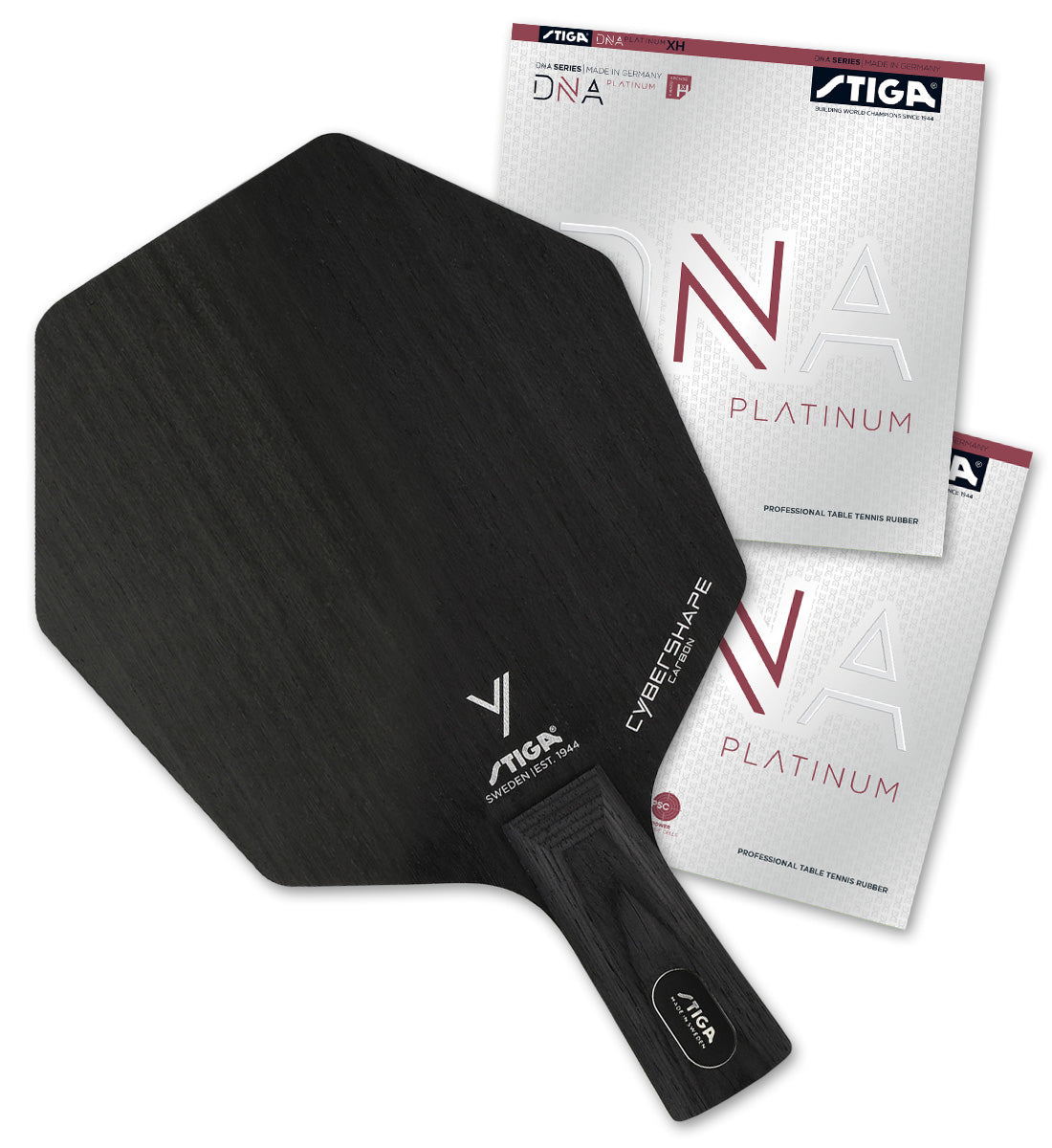 PRO SPECIAL PENHOLD: Stiga Cybershape Carbon w/ DNA Platinum XH